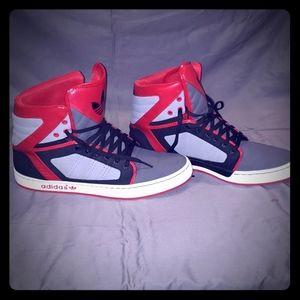 Adidas red and gray size 12.